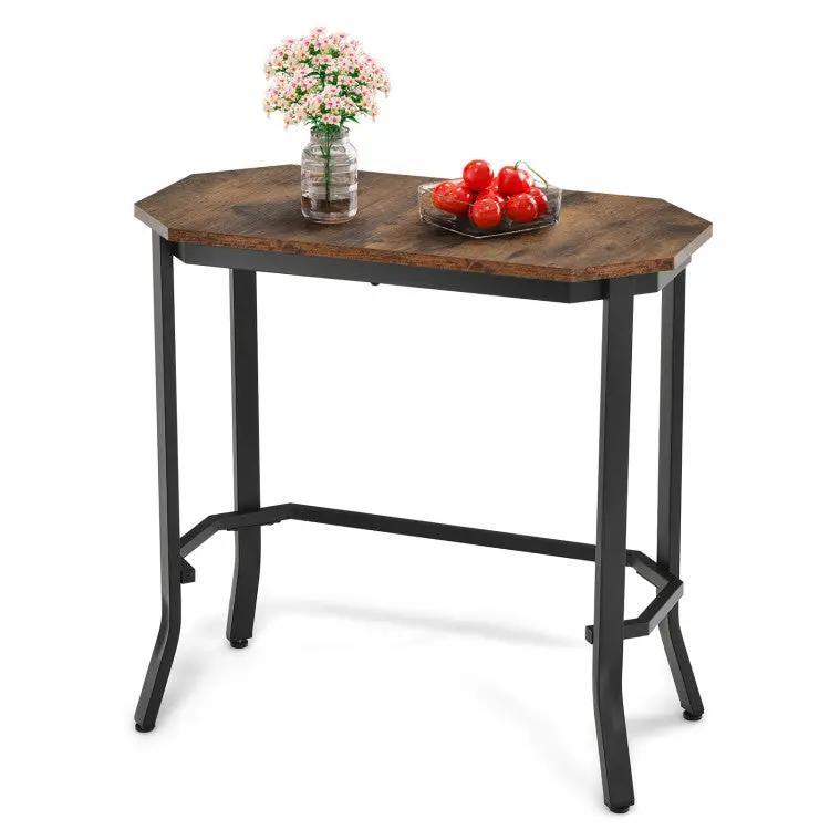 Narrow End Table with Rustic Wood Grain and Stable Steel Frame by DirectDeals