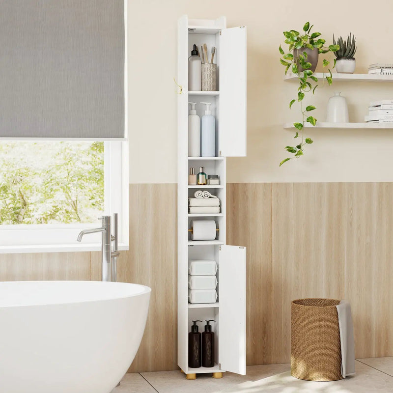 Narrow Bathroom Storage Cabinet with Shelves & Paper Holder by DirectDeals
