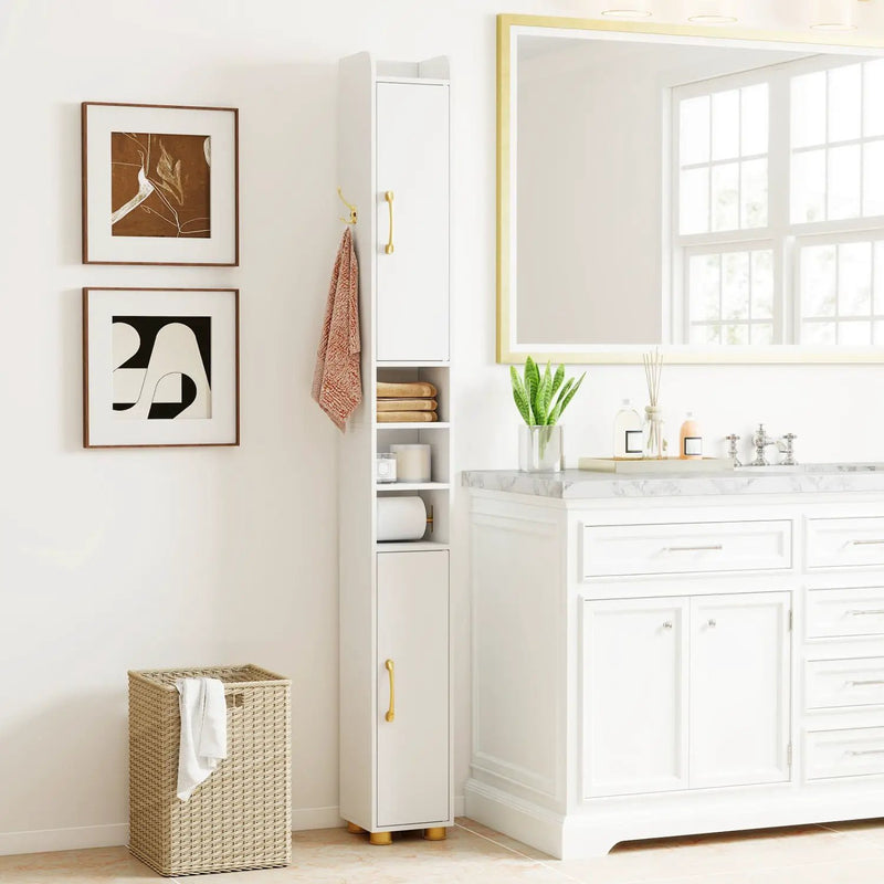 Narrow Bathroom Storage Cabinet with Shelves & Paper Holder by DirectDeals