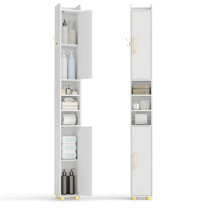 Narrow Bathroom Storage Cabinet with Shelves & Paper Holder by DirectDeals