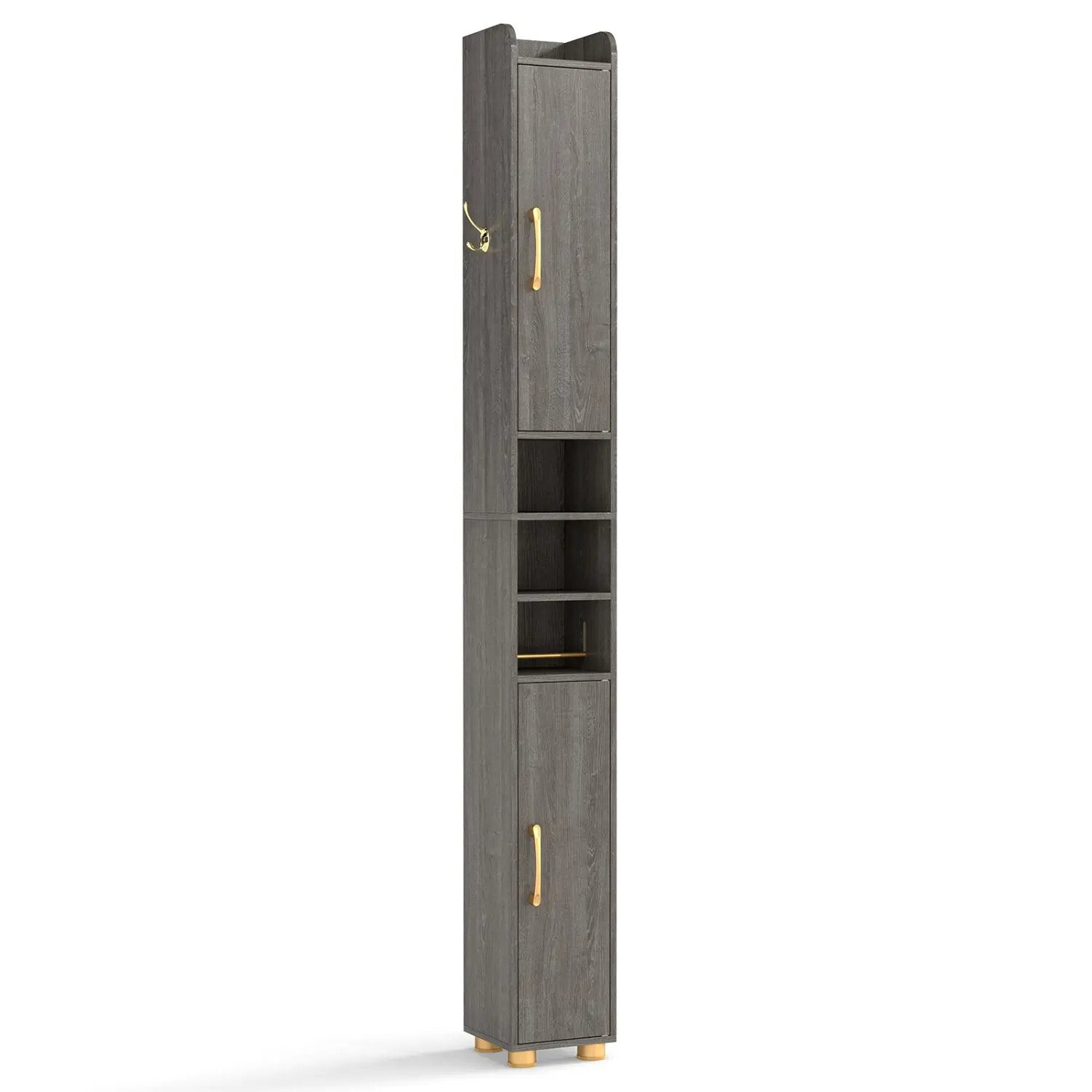 Narrow Bathroom Storage Cabinet with Shelves & Paper Holder by DirectDeals