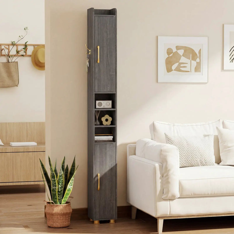 Narrow Bathroom Storage Cabinet with Shelves & Paper Holder by DirectDeals