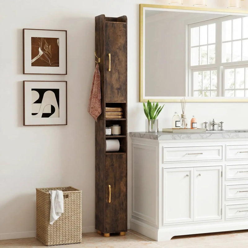 Narrow Bathroom Storage Cabinet with Shelves & Paper Holder by DirectDeals