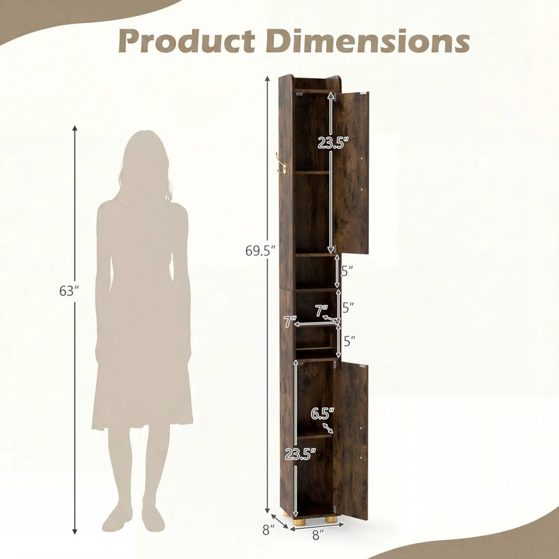 Narrow Bathroom Storage Cabinet with Shelves & Paper Holder by DirectDeals