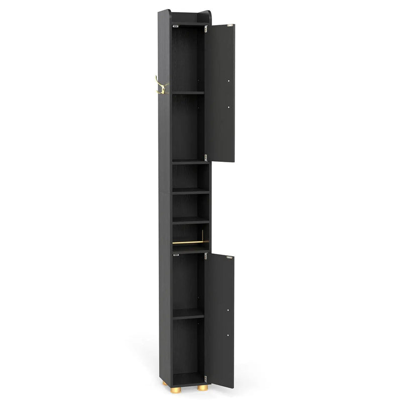 Narrow Bathroom Storage Cabinet with Shelves & Paper Holder by DirectDeals