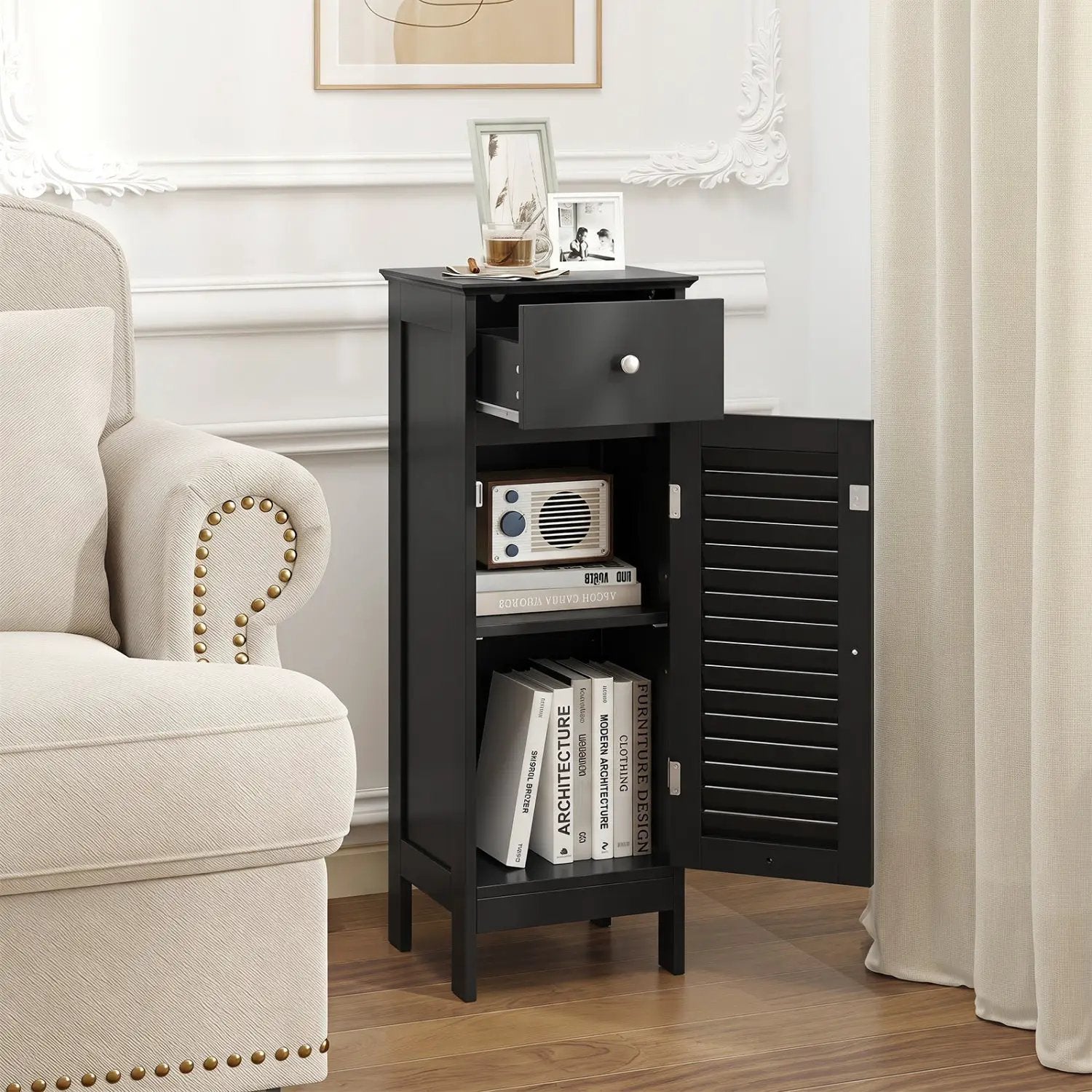 Narrow Bathroom Storage Cabinet with Adjustable Shelf & Drawer by DirectDeals