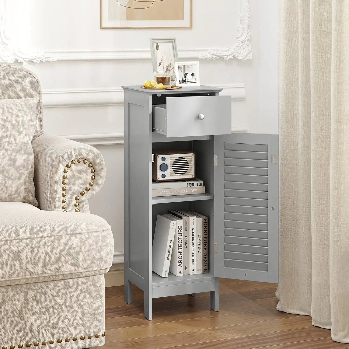 Narrow Bathroom Storage Cabinet with Adjustable Shelf & Drawer by DirectDeals