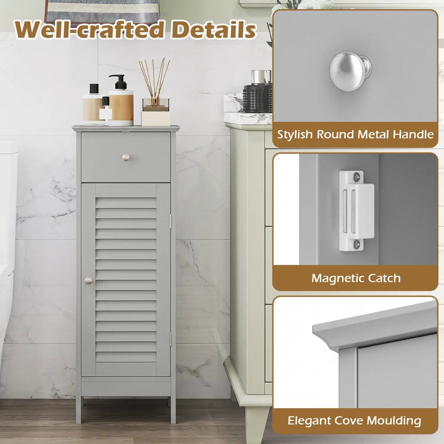 Narrow Bathroom Storage Cabinet with Adjustable Shelf & Drawer by DirectDeals
