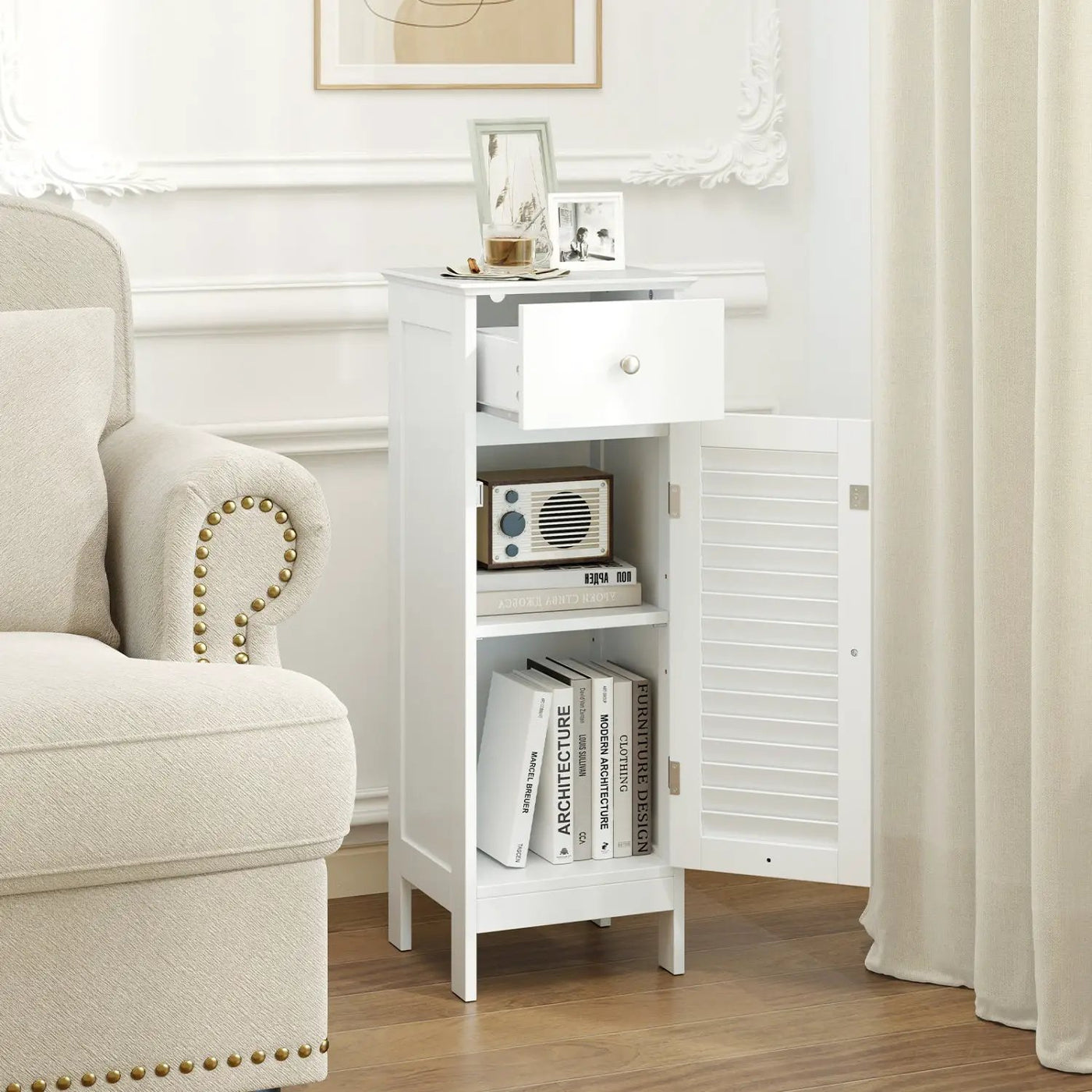 Narrow Bathroom Storage Cabinet with Adjustable Shelf & Drawer by DirectDeals