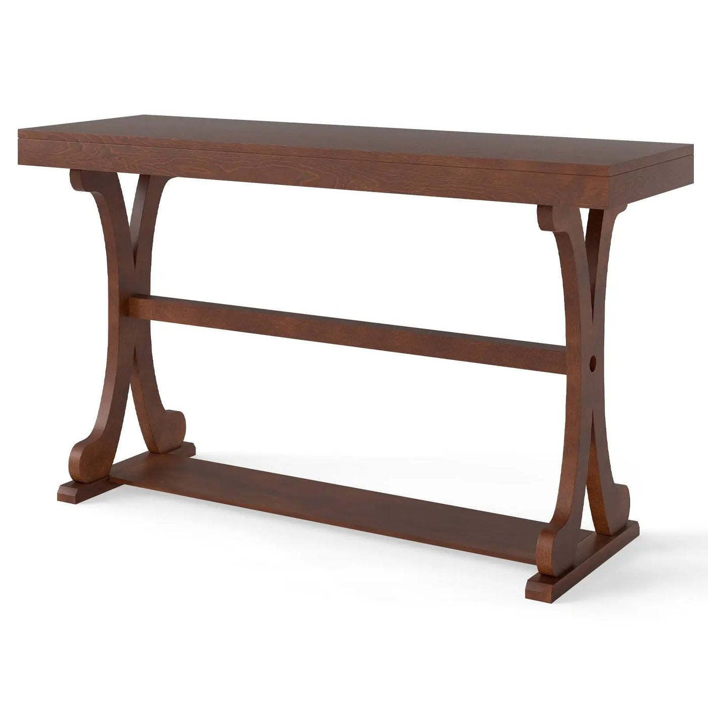 Narrow Console Table Vintage 52 Inch Long with Open Storage Shelf by DirectDeals