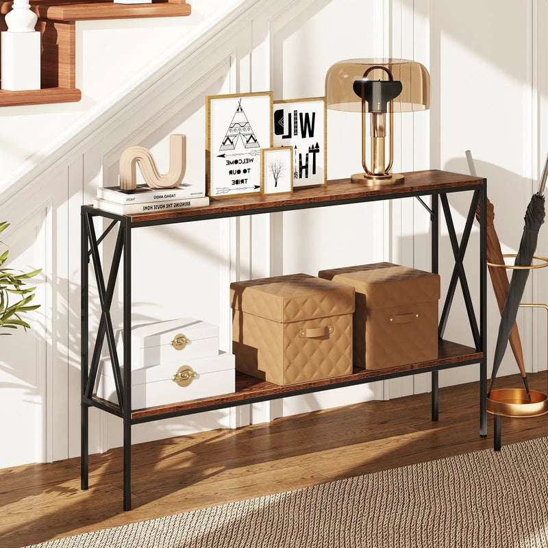 Narrow Console Table 2-Tier Entryway Table with Storage by DirectDeals