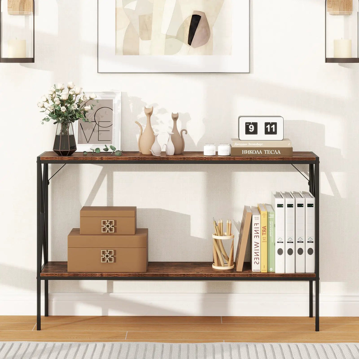 Narrow Console Table 2-Tier Entryway Table with Storage, photo 3 of 16