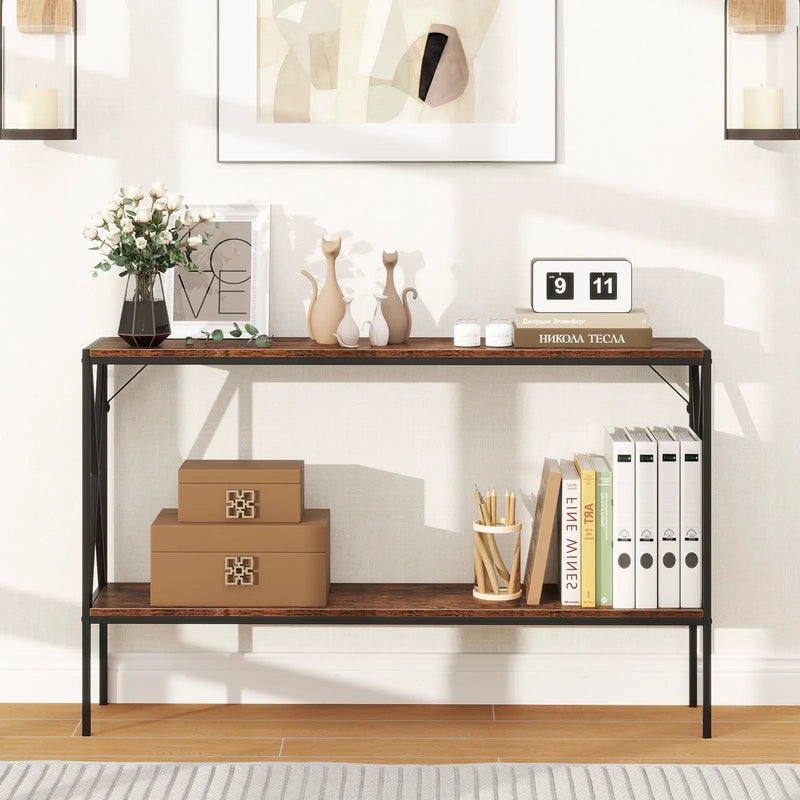 Narrow Console Table 2-Tier Entryway Table with Storage by DirectDeals
