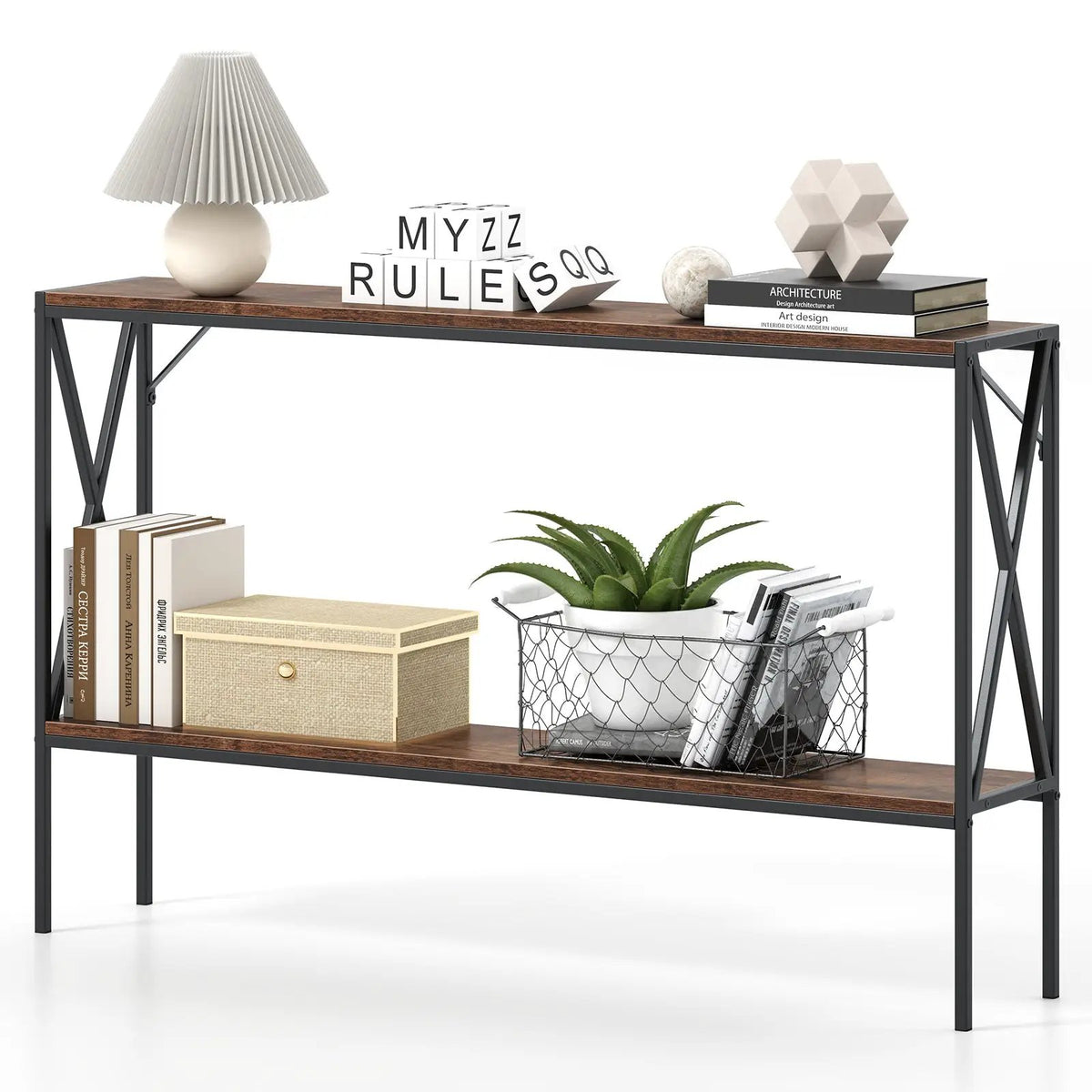 Narrow Console Table 2-Tier Entryway Table with Storage, photo 7 of 16