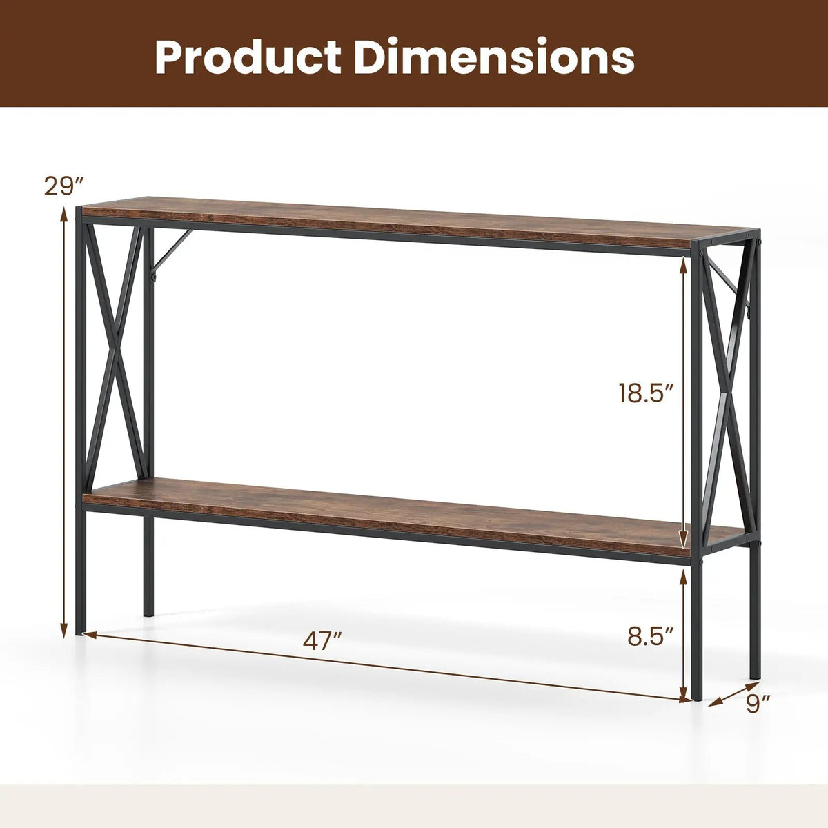 Narrow Console Table 2-Tier Entryway Table with Storage, photo 9 of 16