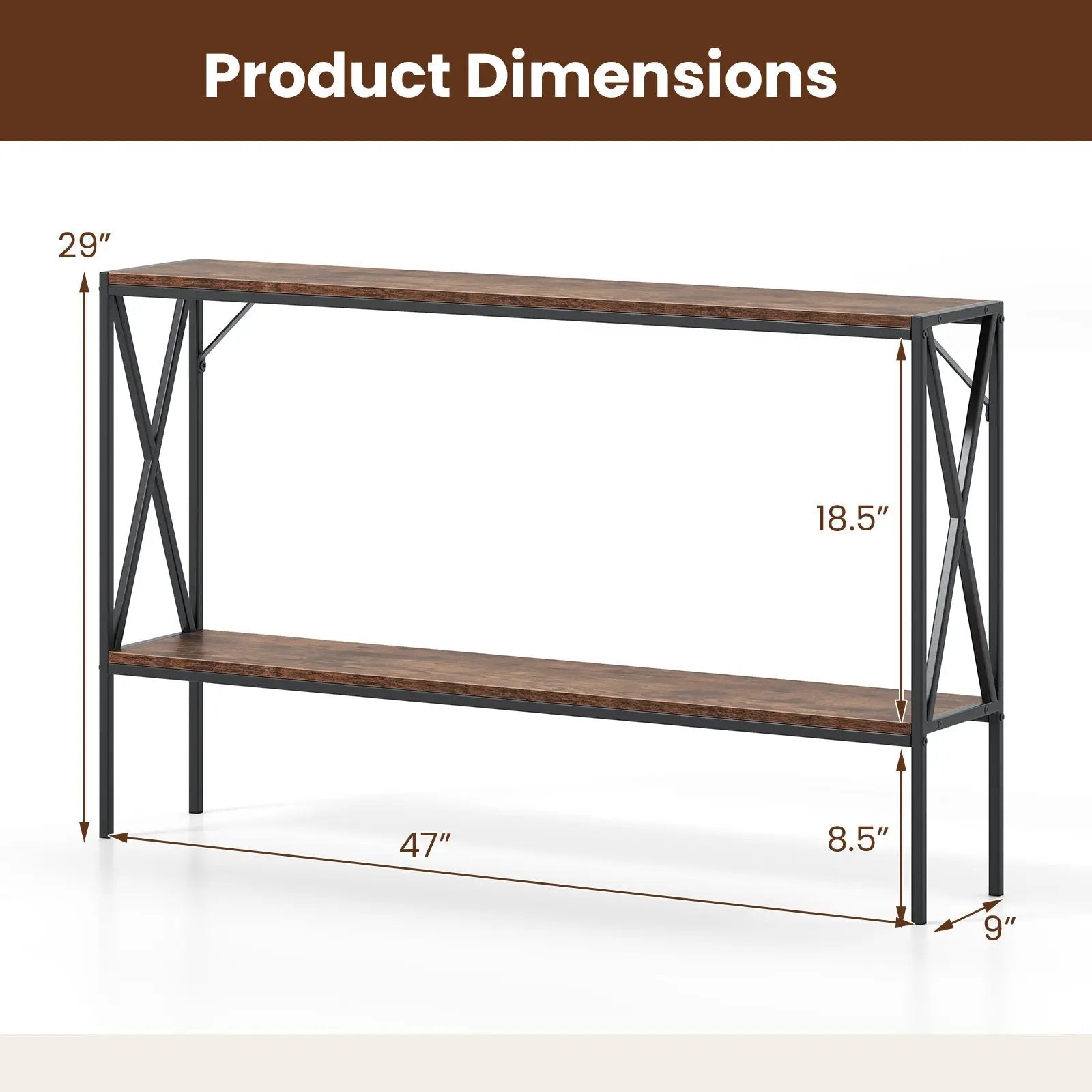 Narrow Console Table 2-Tier Entryway Table with Storage by DirectDeals
