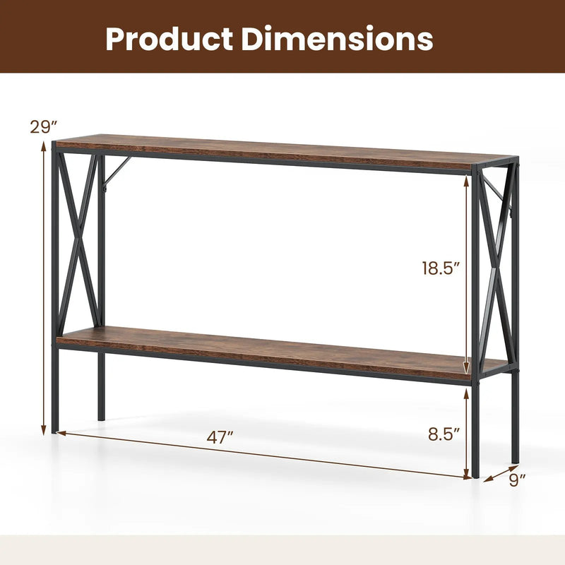 Narrow Console Table 2-Tier Entryway Table with Storage by DirectDeals