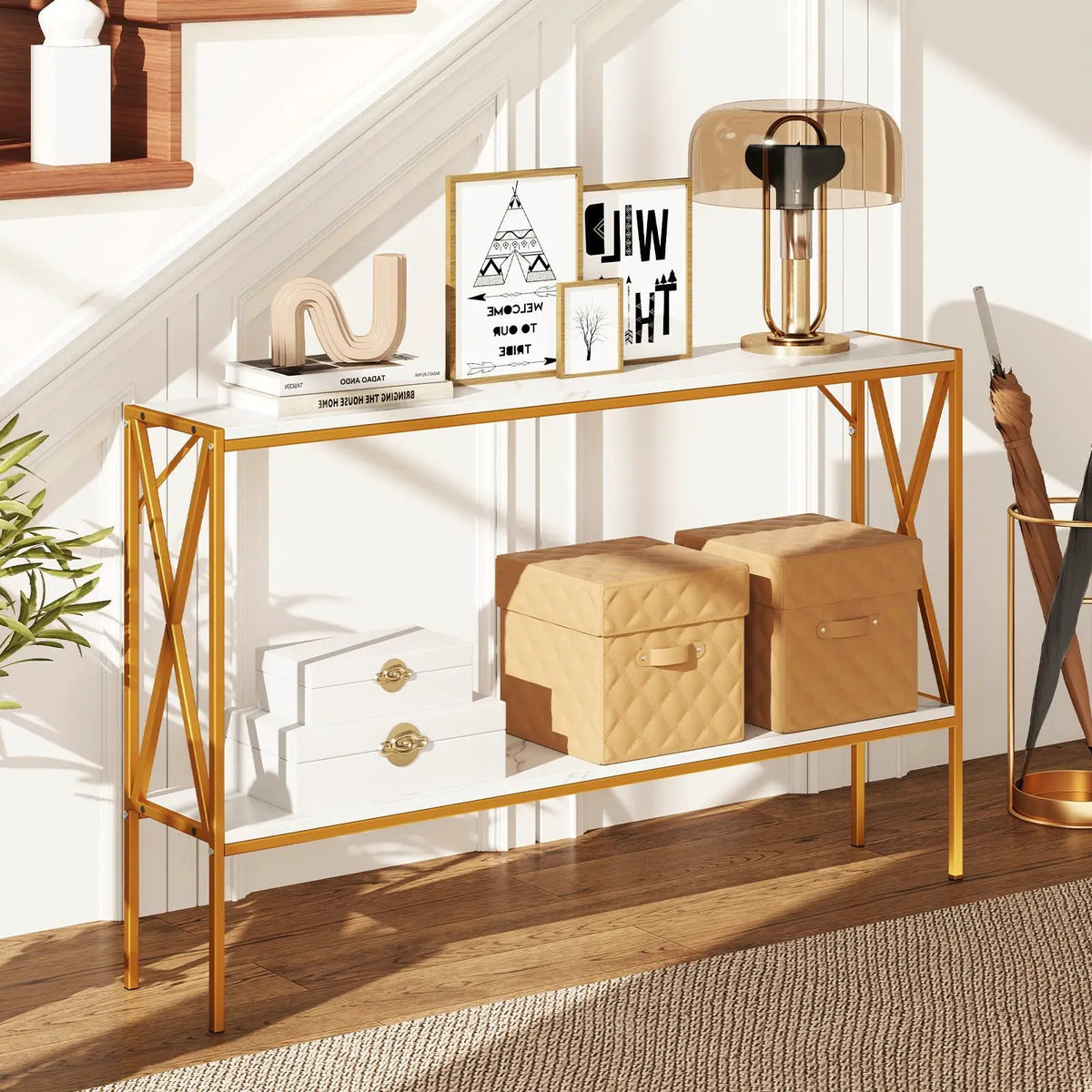 Narrow Console Table 2-Tier Entryway Table with Storage, photo 2 of 16