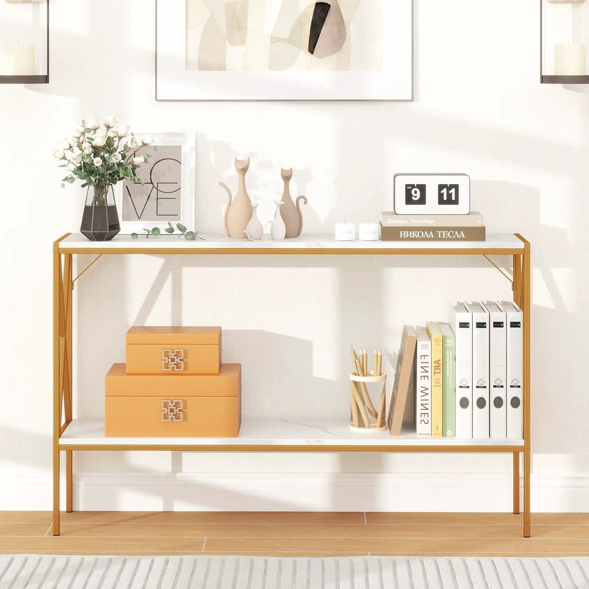 Narrow Console Table 2-Tier Entryway Table with Storage, photo 4 of 16