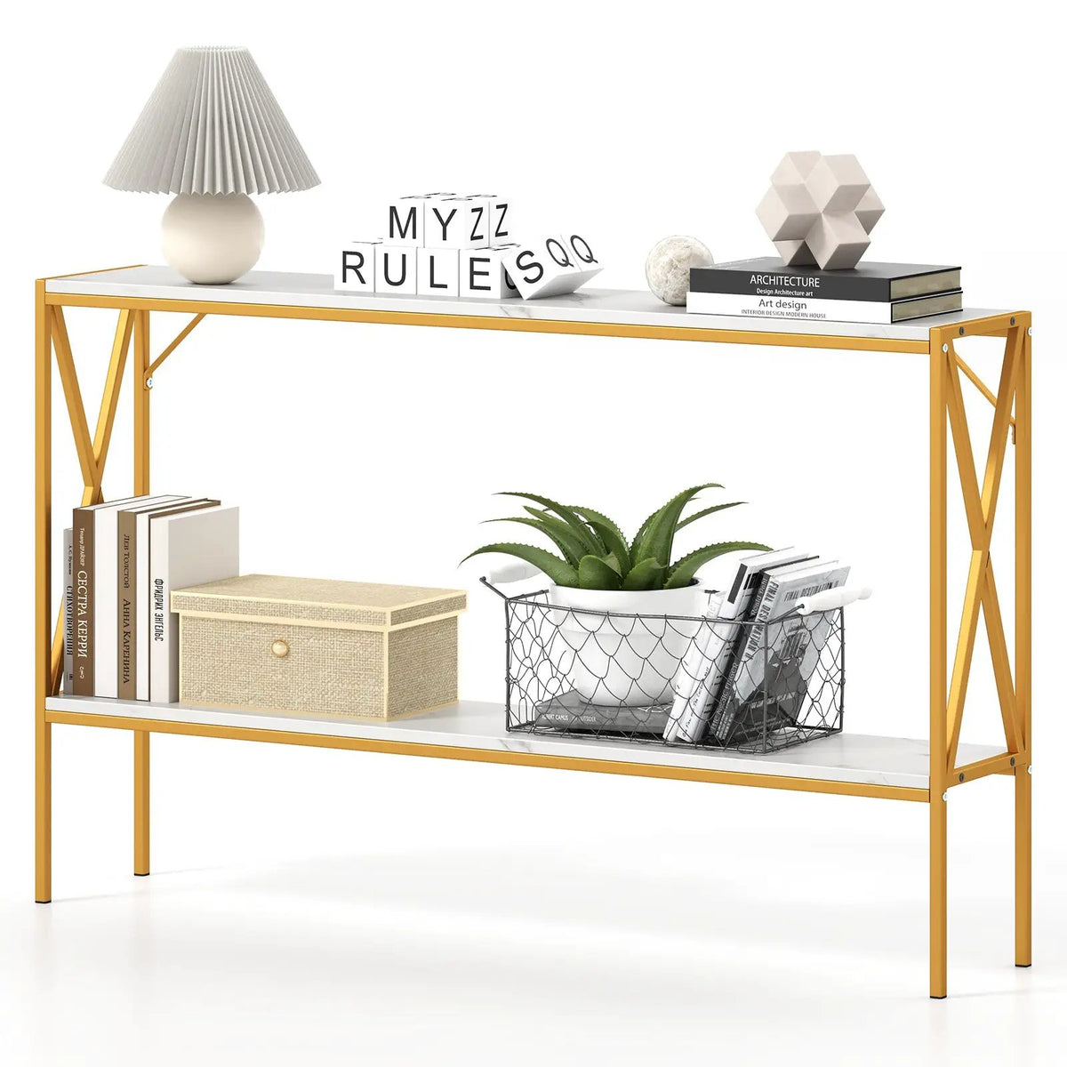 Narrow Console Table 2-Tier Entryway Table with Storage, photo 8 of 16