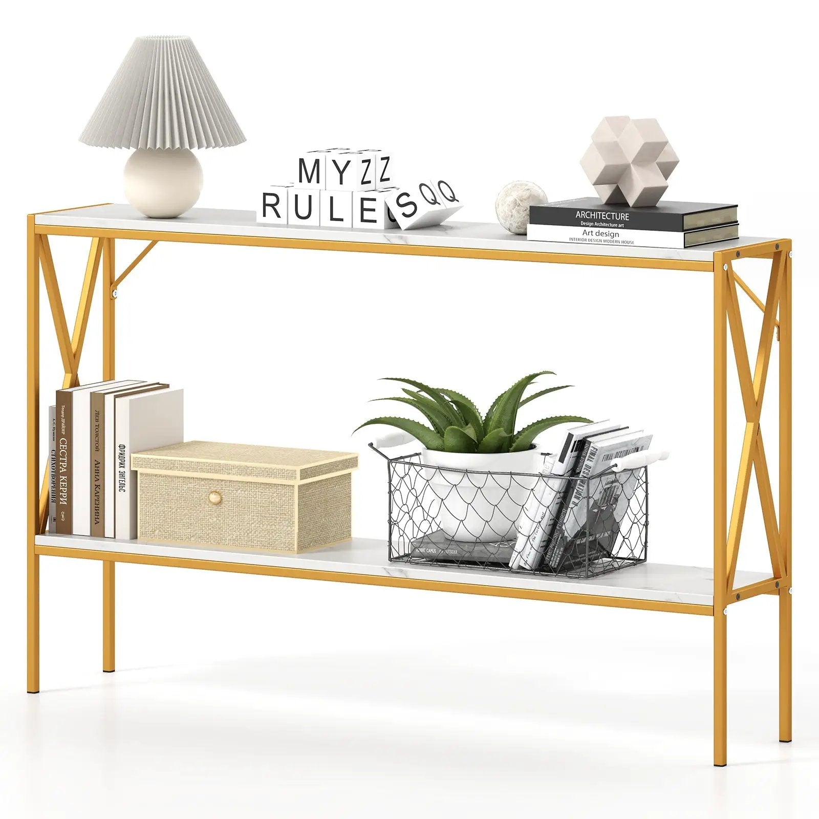 Narrow Console Table 2-Tier Entryway Table with Storage by DirectDeals
