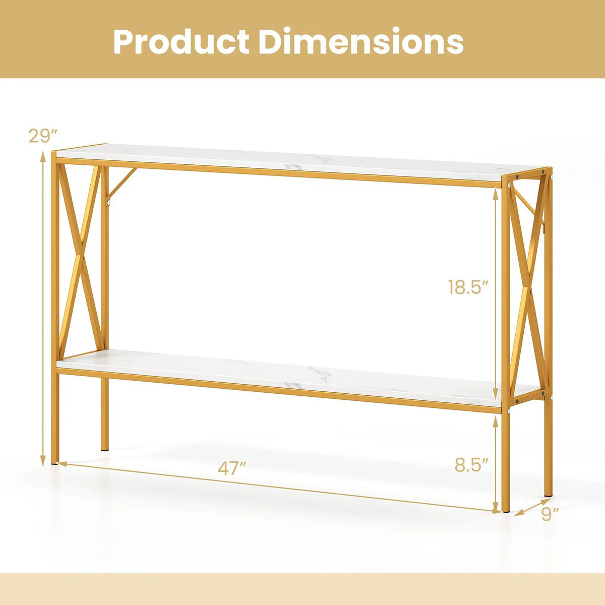 Narrow Console Table 2-Tier Entryway Table with Storage, photo 10 of 16