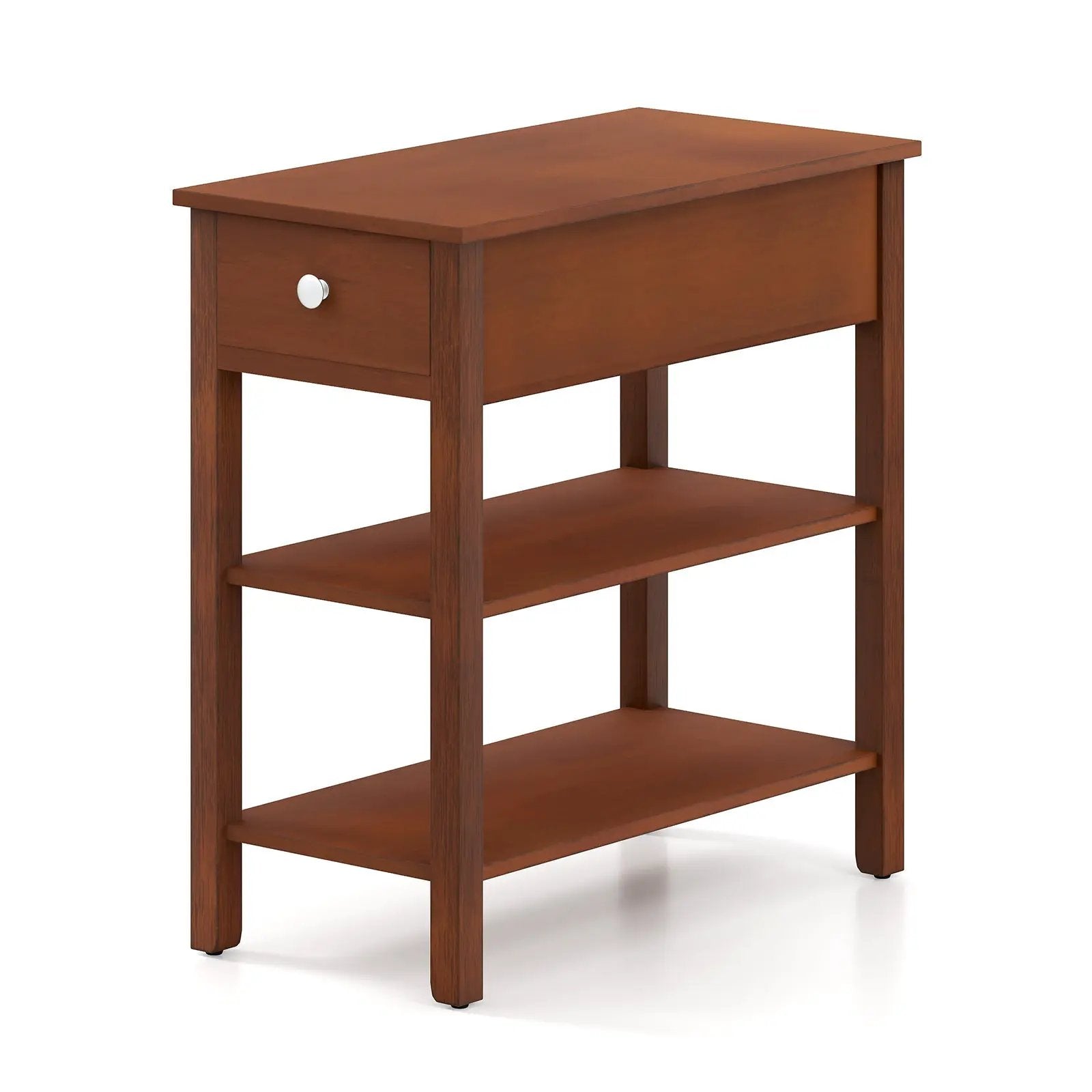 3-Tier Narrow End Table with Drawer and Storage Shelves by DirectDeals