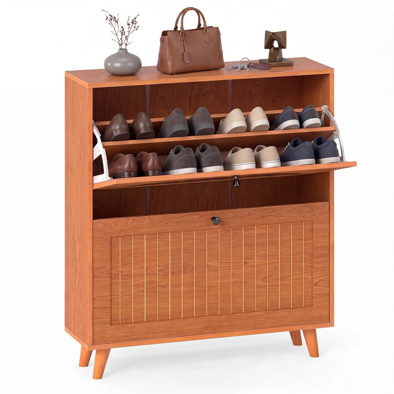 Narrow Shoe Cabinet with Adjustable and Removable Shelves for Entryway Foyer by DirectDeals