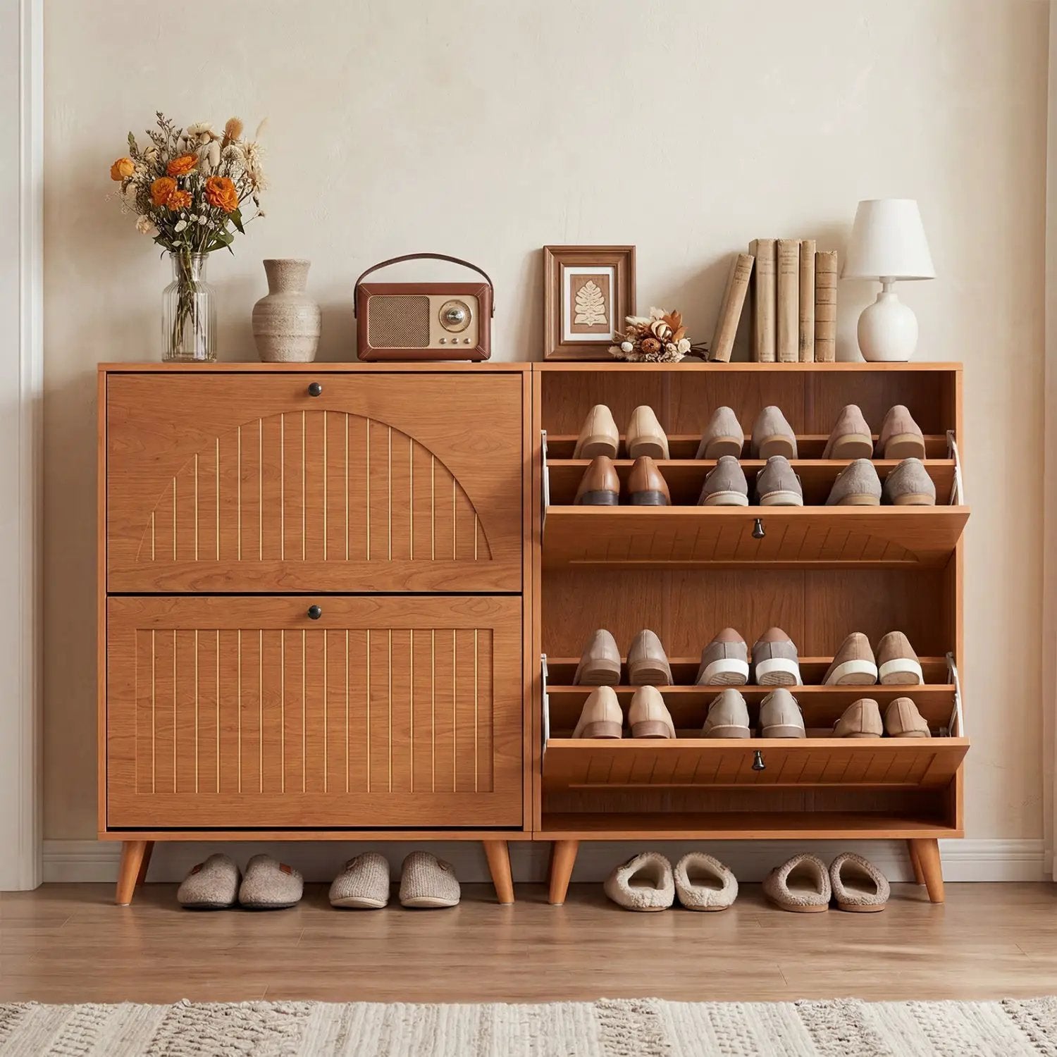 Narrow Shoe Cabinet with Adjustable and Removable Shelves for Entryway Foyer by DirectDeals