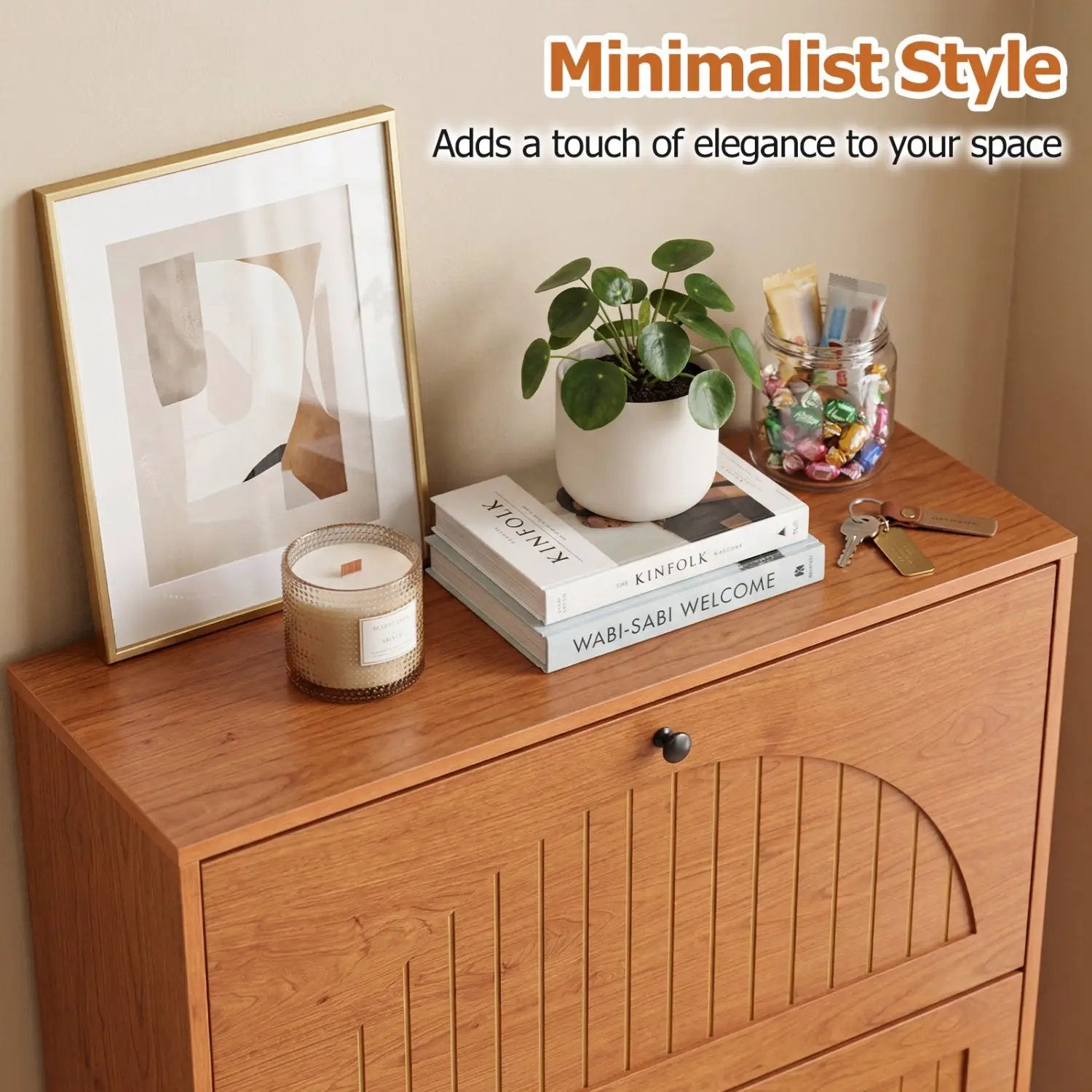 Narrow Shoe Cabinet with Adjustable and Removable Shelves for Entryway Foyer by DirectDeals