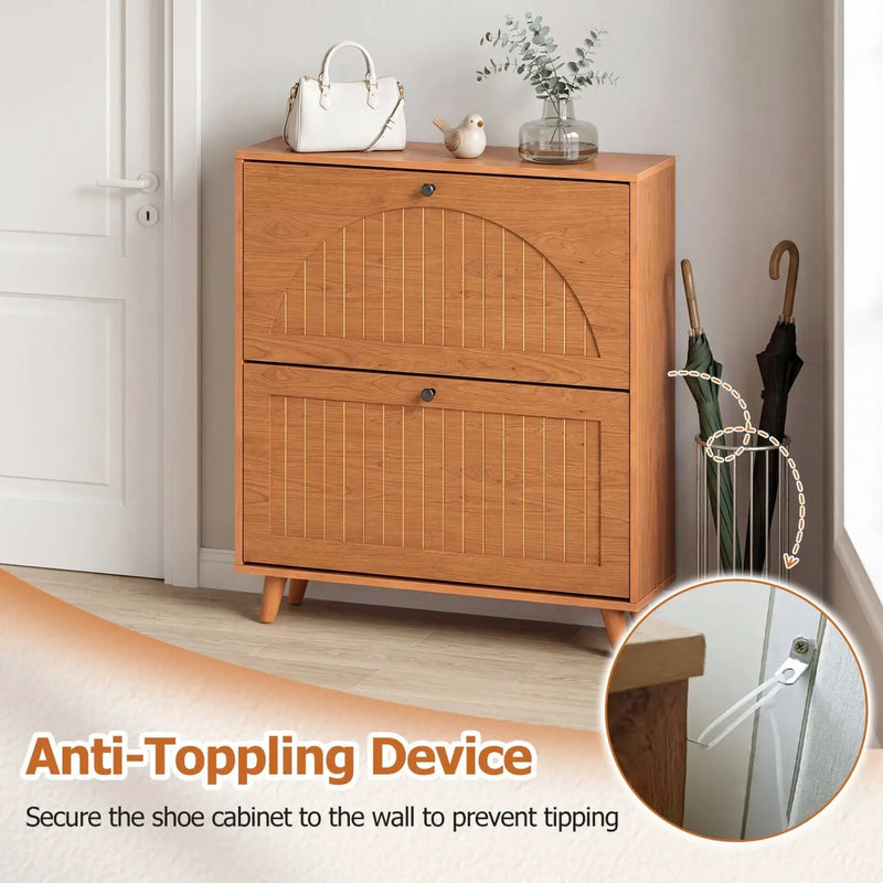 Narrow Shoe Cabinet with Adjustable and Removable Shelves for Entryway Foyer by DirectDeals