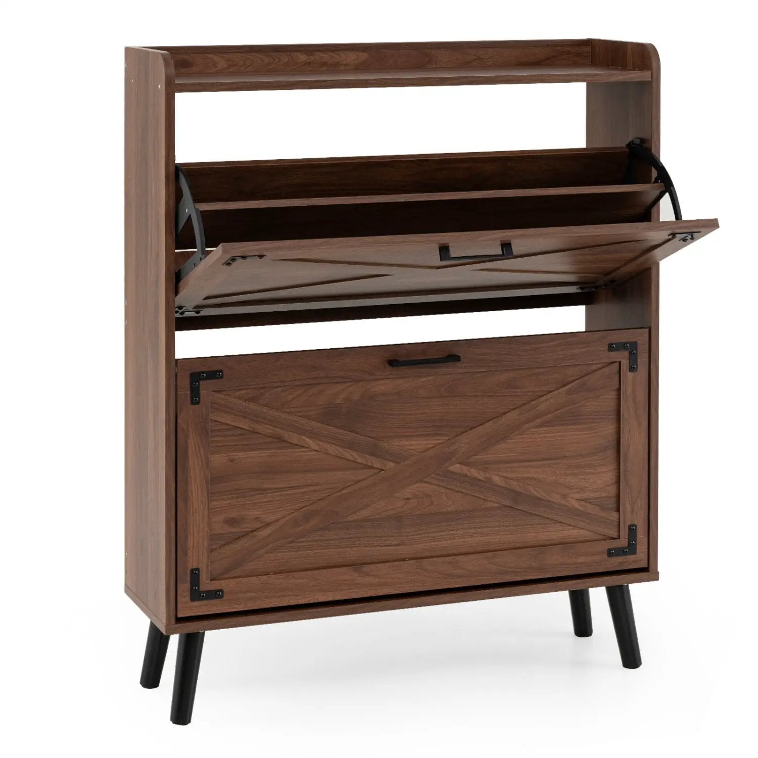 Narrow Shoe Cabinet with Flip Drawers and Adjustable Shelves by DirectDeals