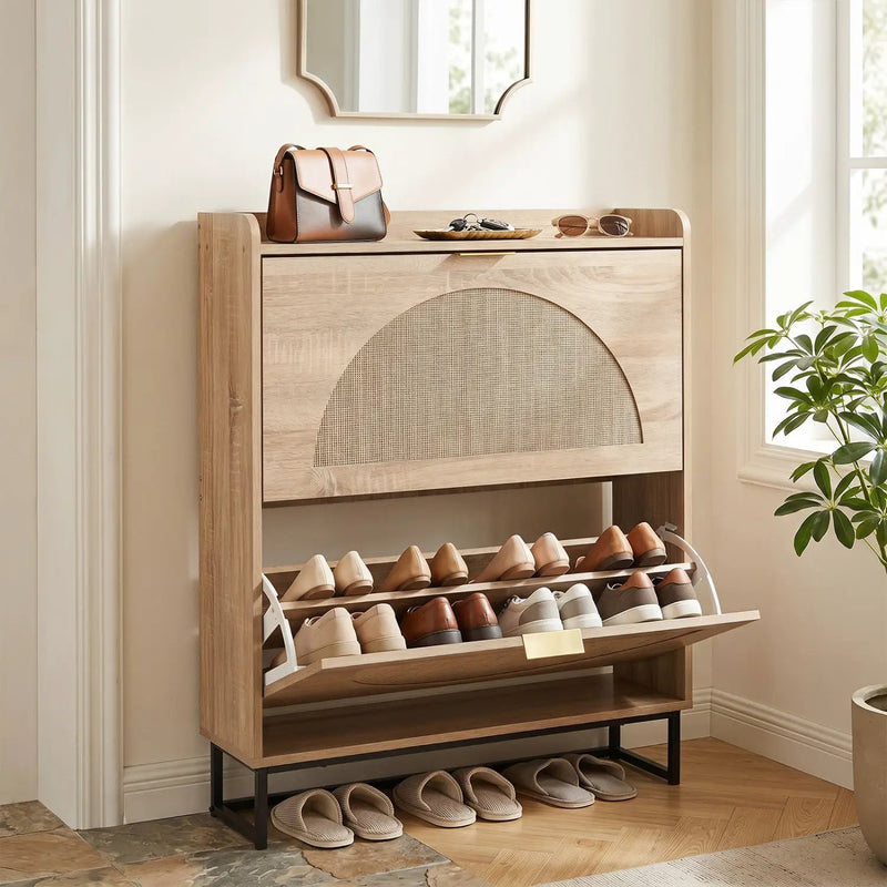 Narrow Shoe Storage Cabinet with Flip Drawers & Shelves by DirectDeals