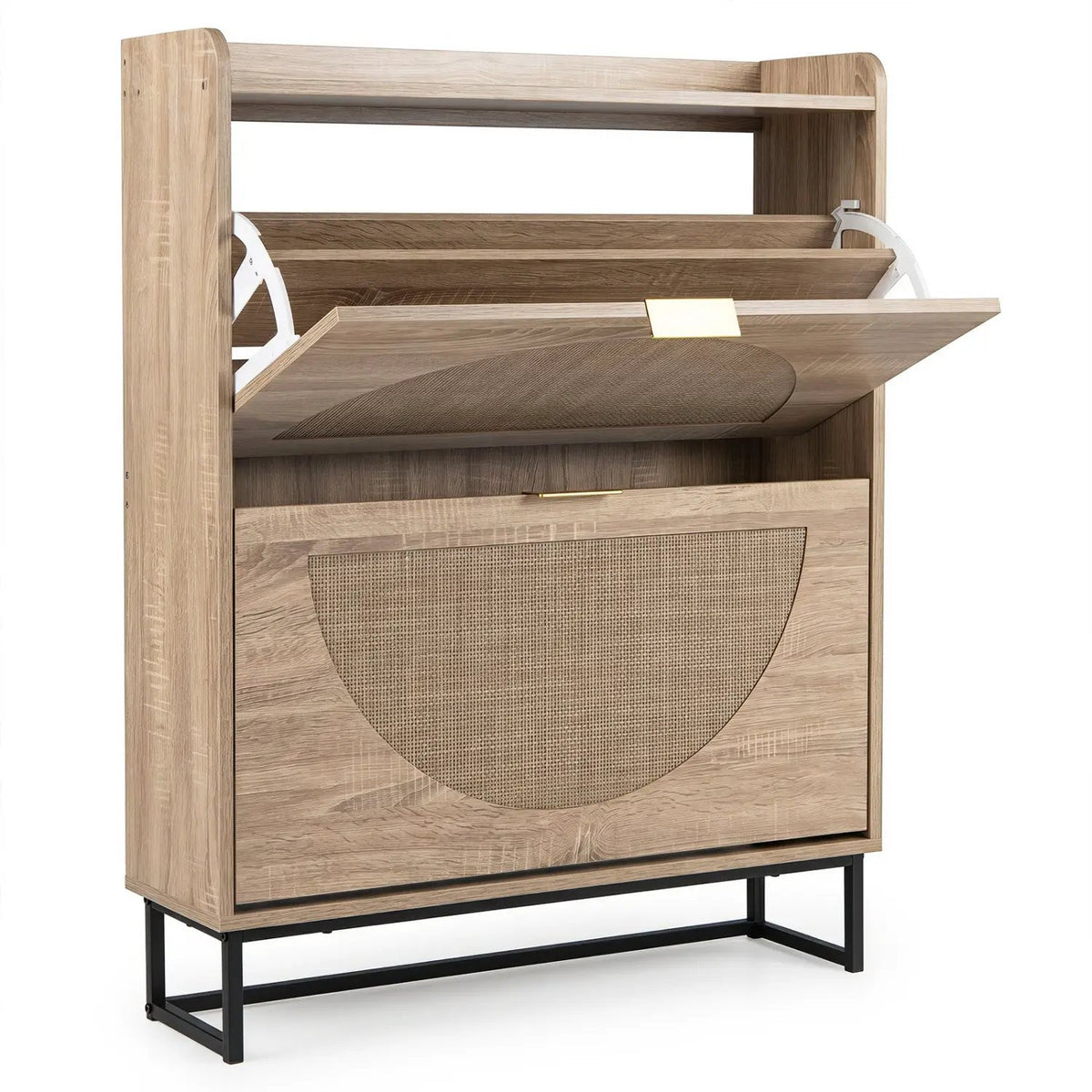 Narrow Shoe Storage Cabinet with Flip Drawers & Shelves, photo 3 of 16