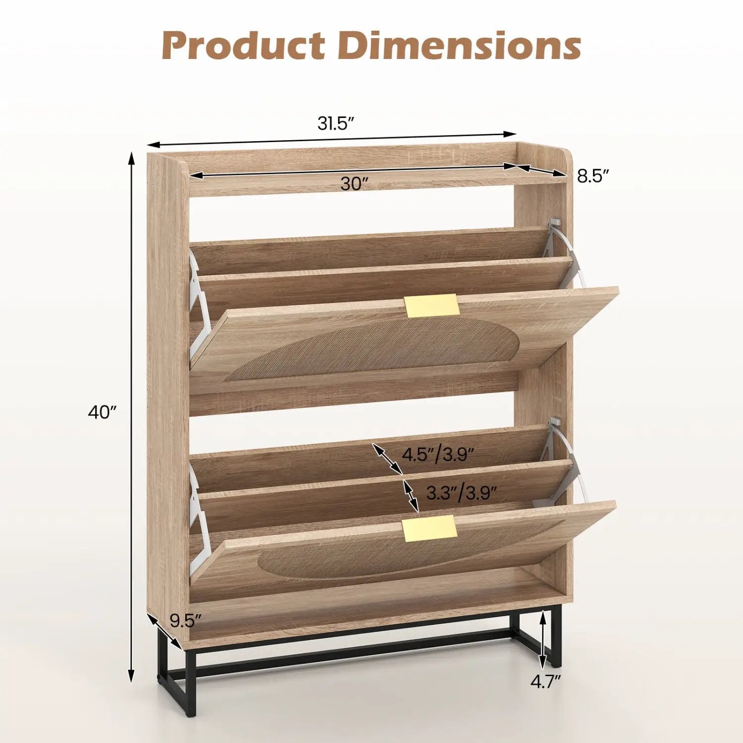 Narrow Shoe Storage Cabinet with Flip Drawers & Shelves by DirectDeals