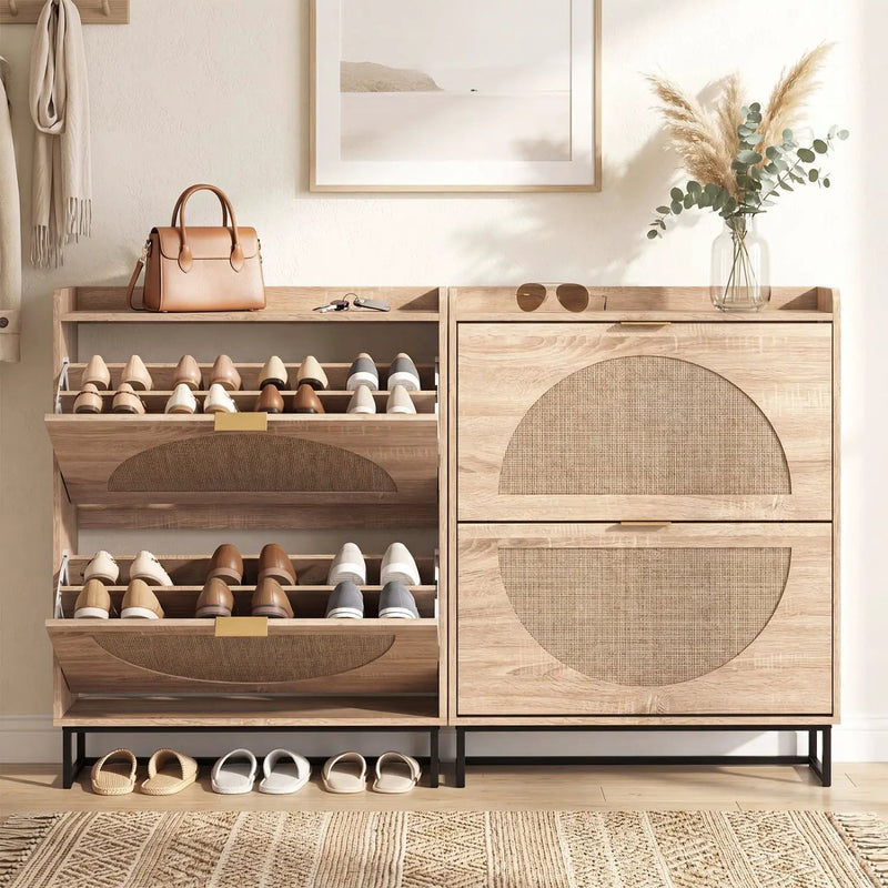 Narrow Shoe Storage Cabinet with Flip Drawers & Shelves by DirectDeals