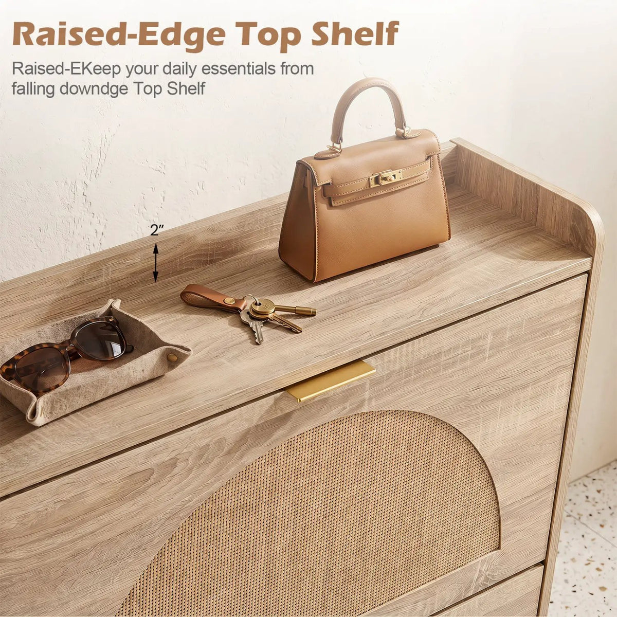 Narrow Shoe Storage Cabinet with Flip Drawers & Shelves, photo 6 of 16