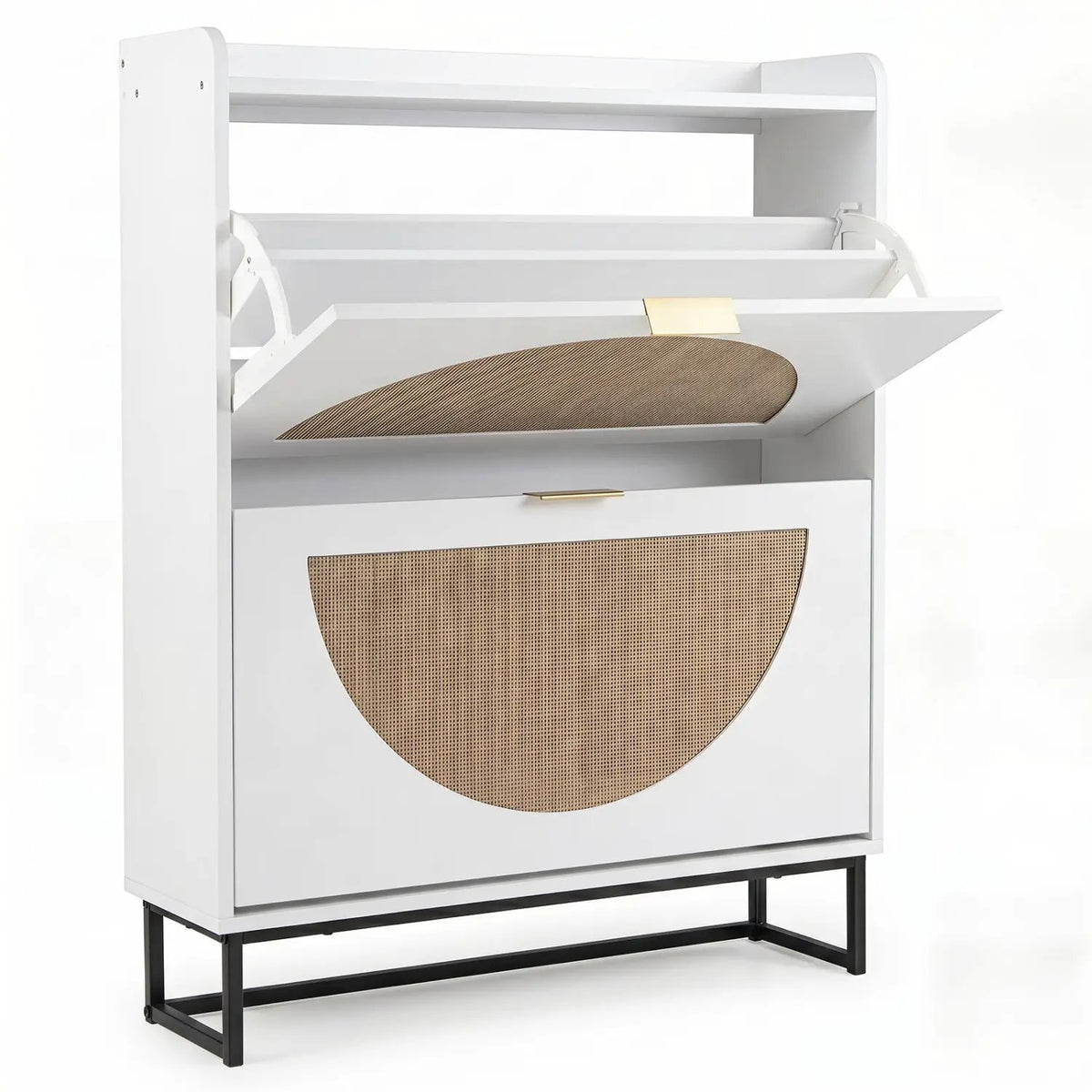 Narrow Shoe Storage Cabinet with Flip Drawers & Shelves, photo 11 of 16