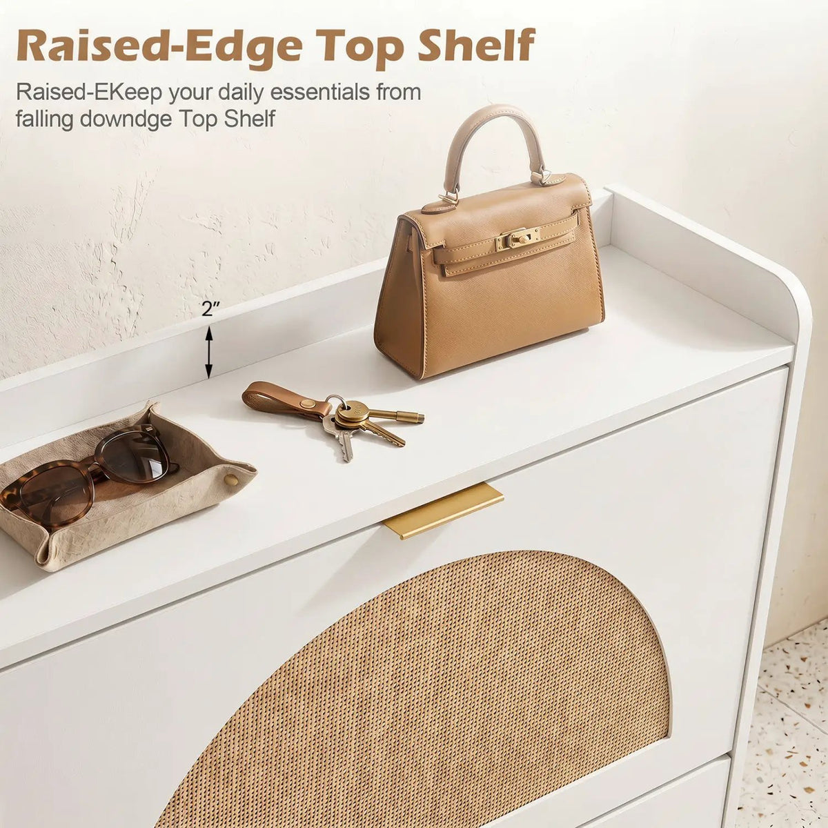 Narrow Shoe Storage Cabinet with Flip Drawers & Shelves, photo 14 of 16