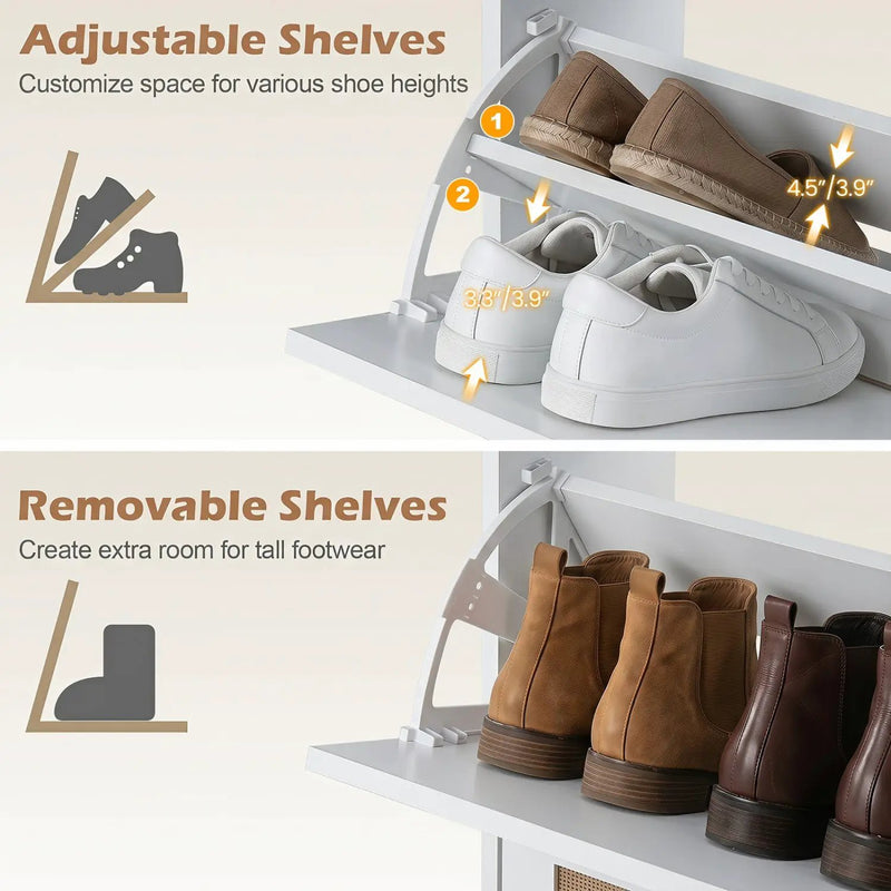 Narrow Shoe Storage Cabinet with Flip Drawers & Shelves by DirectDeals