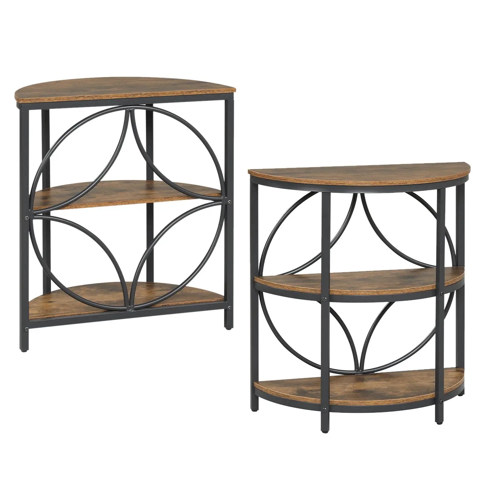 Narrow Side Table with Study Metal Frame and Storage Shelves by DirectDeals