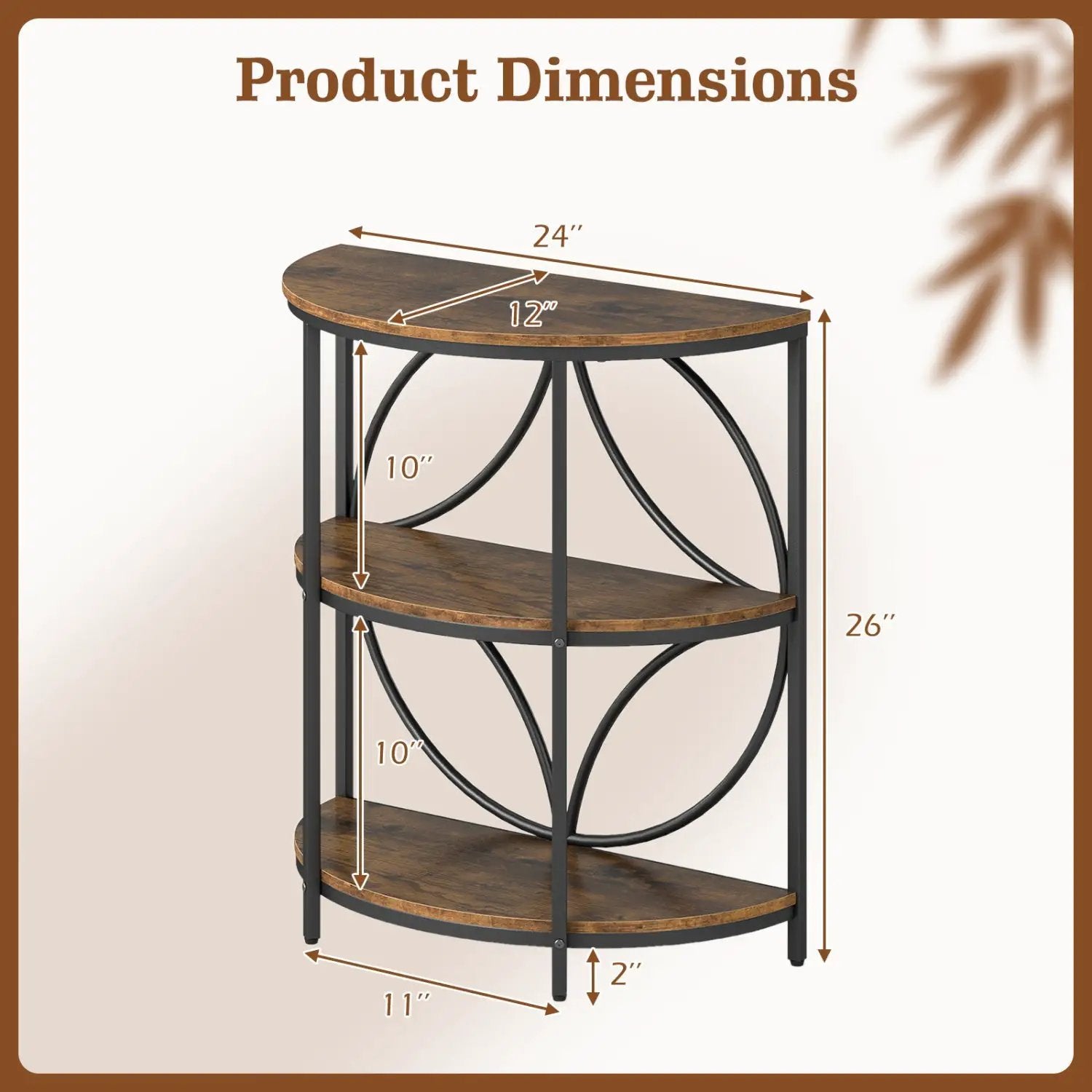 Narrow Side Table with Study Metal Frame and Storage Shelves by DirectDeals