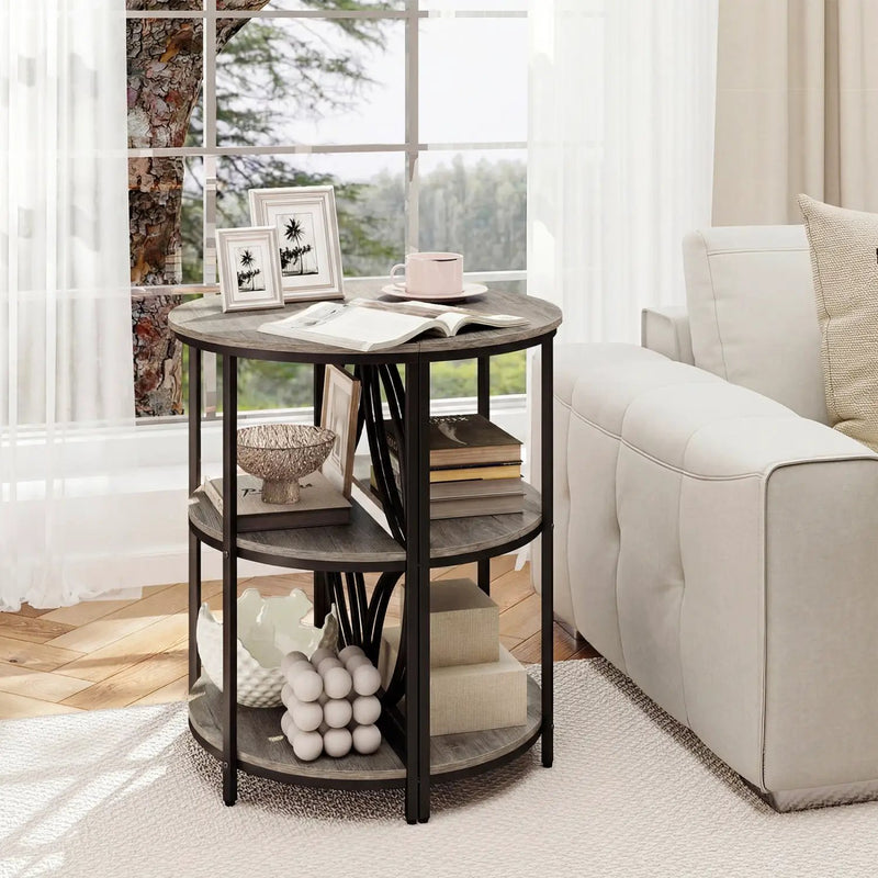 Narrow Side Table with Study Metal Frame and Storage Shelves by DirectDeals