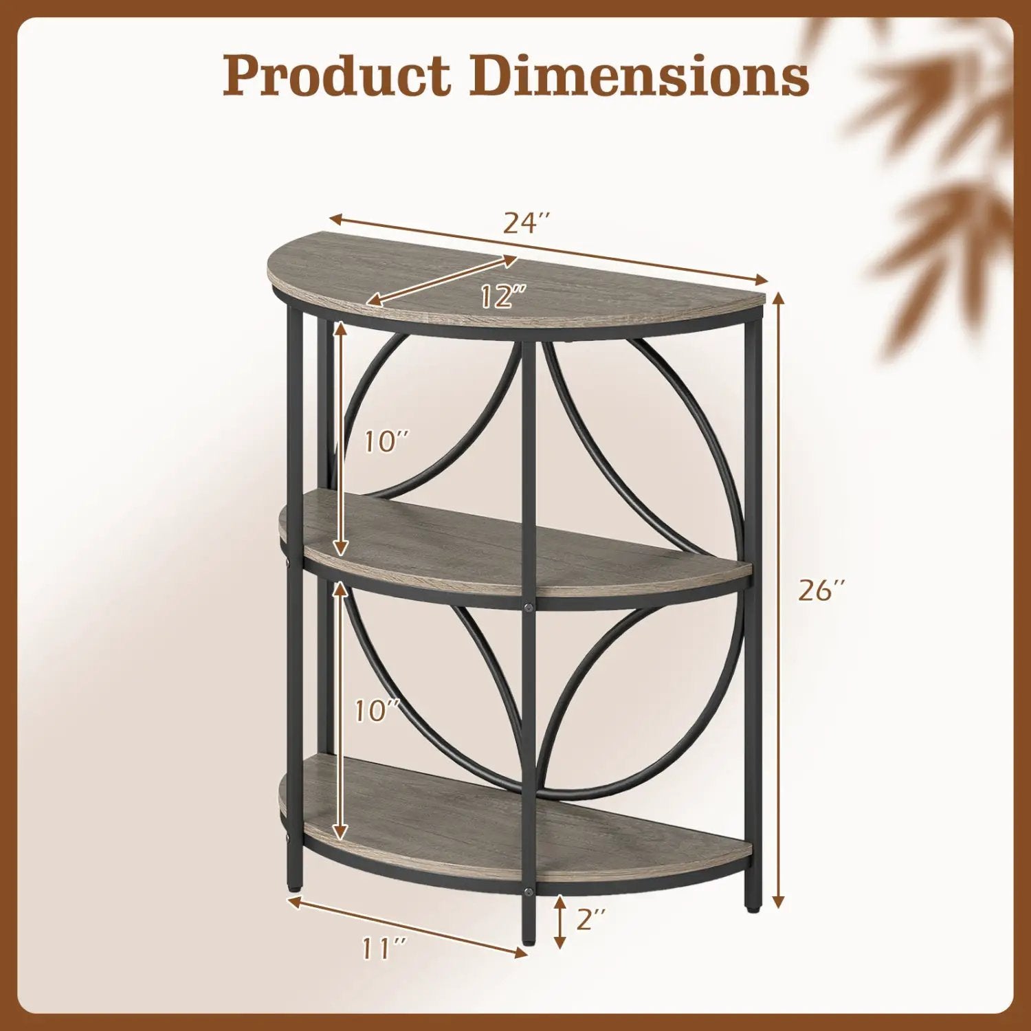Narrow Side Table with Study Metal Frame and Storage Shelves by DirectDeals