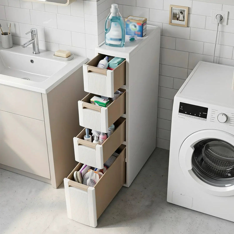 Narrow Storage Cabinet with Drawers and Removable Dividers by DirectDeals