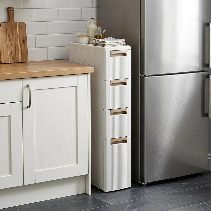 Narrow Storage Cabinet with Drawers and Removable Dividers by DirectDeals