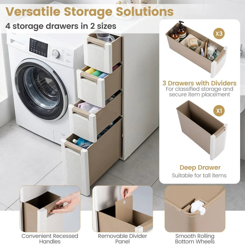 Narrow Storage Cabinet with Drawers and Removable Dividers by DirectDeals