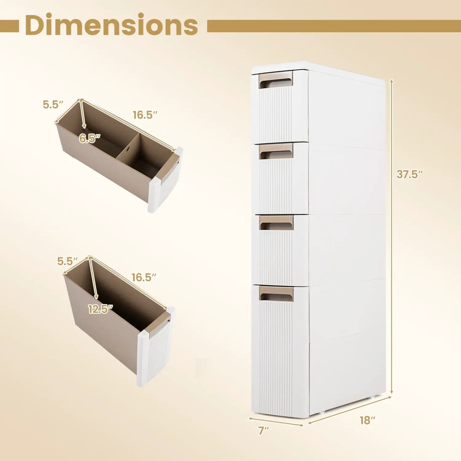 Narrow Storage Cabinet with Drawers and Removable Dividers by DirectDeals