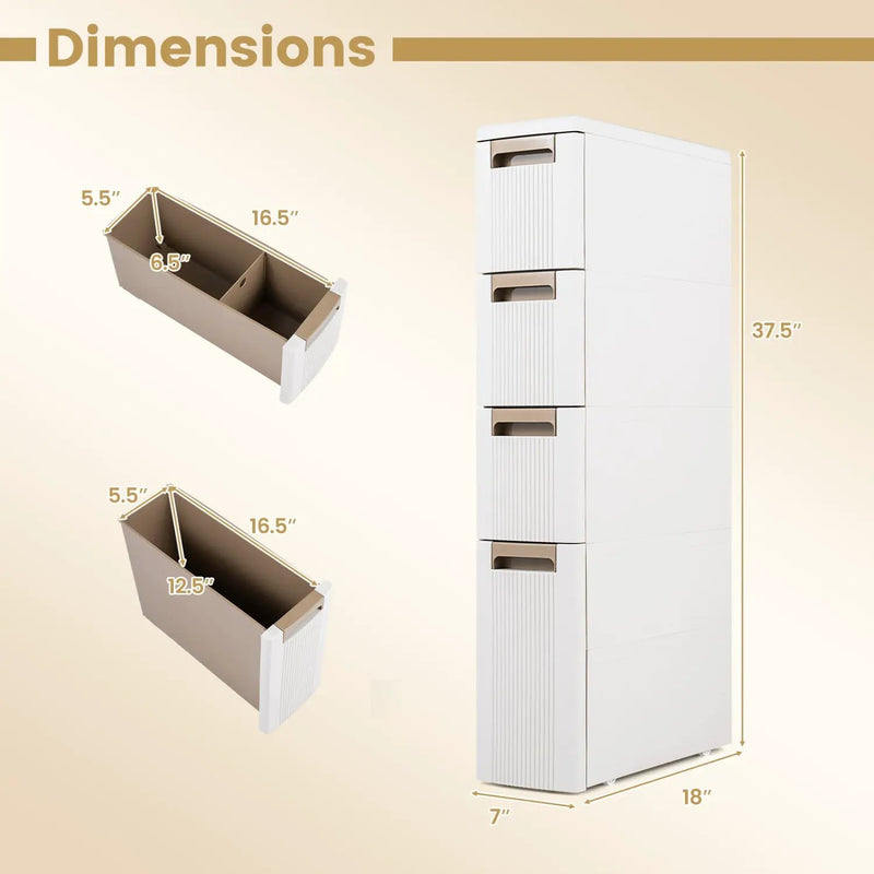 Narrow Storage Cabinet with Drawers and Removable Dividers by DirectDeals