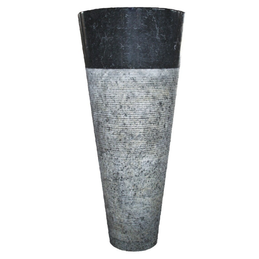 Natural Stone Black Marble Pedestal Conical Shaped Sink (D)16" (H)36" by GobekDesign